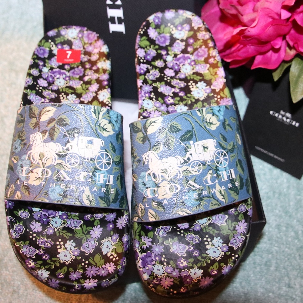 COACH (NEW) UDELE FLORAL SLIDES
